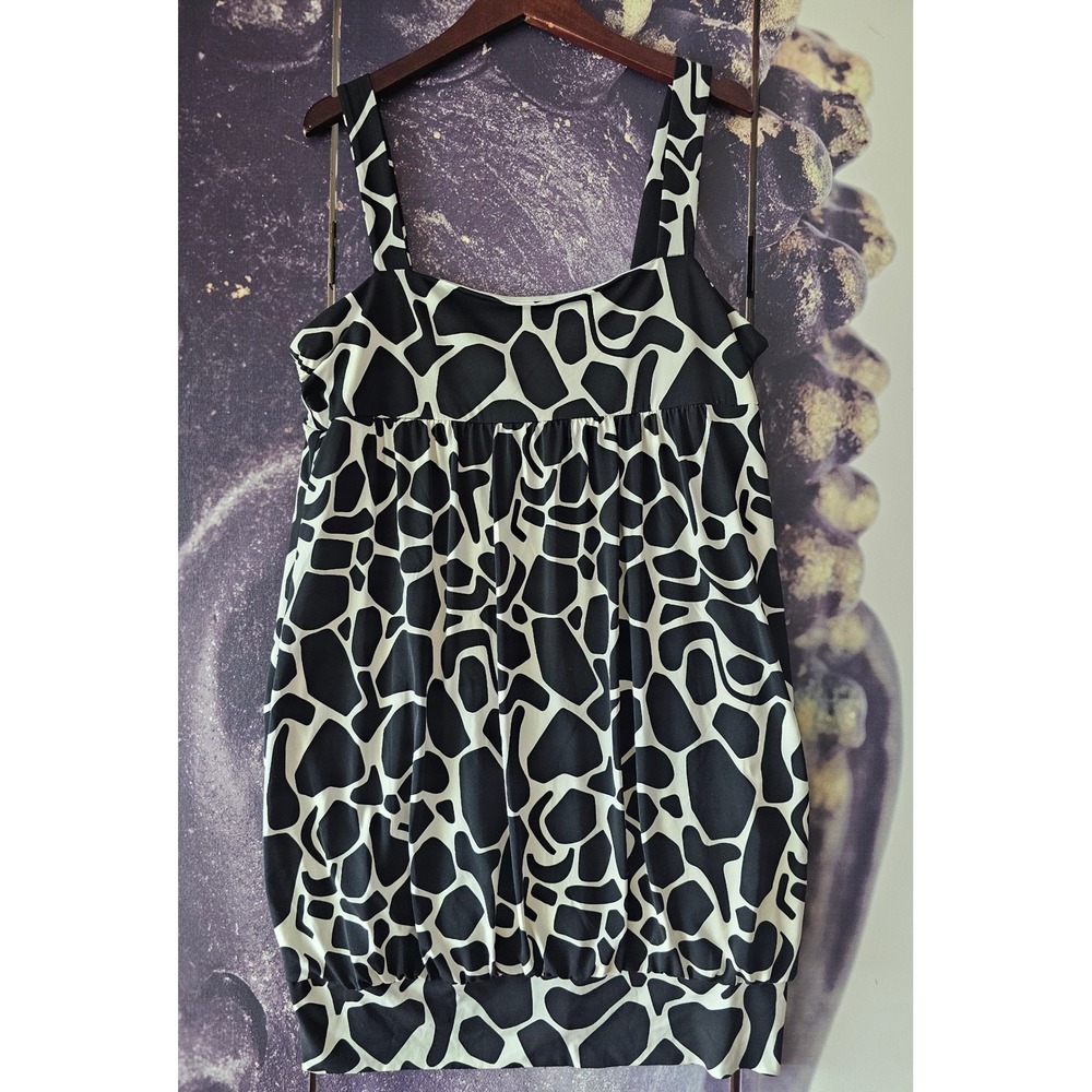 Scarlett Y2K Black & White Print Sleeveless Bubble Hem Dress Size 16 - Picture 5 of 9